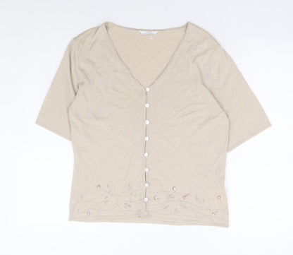 Womens UK Size 14 Marks and Spencer Beige Cardigan Jumper