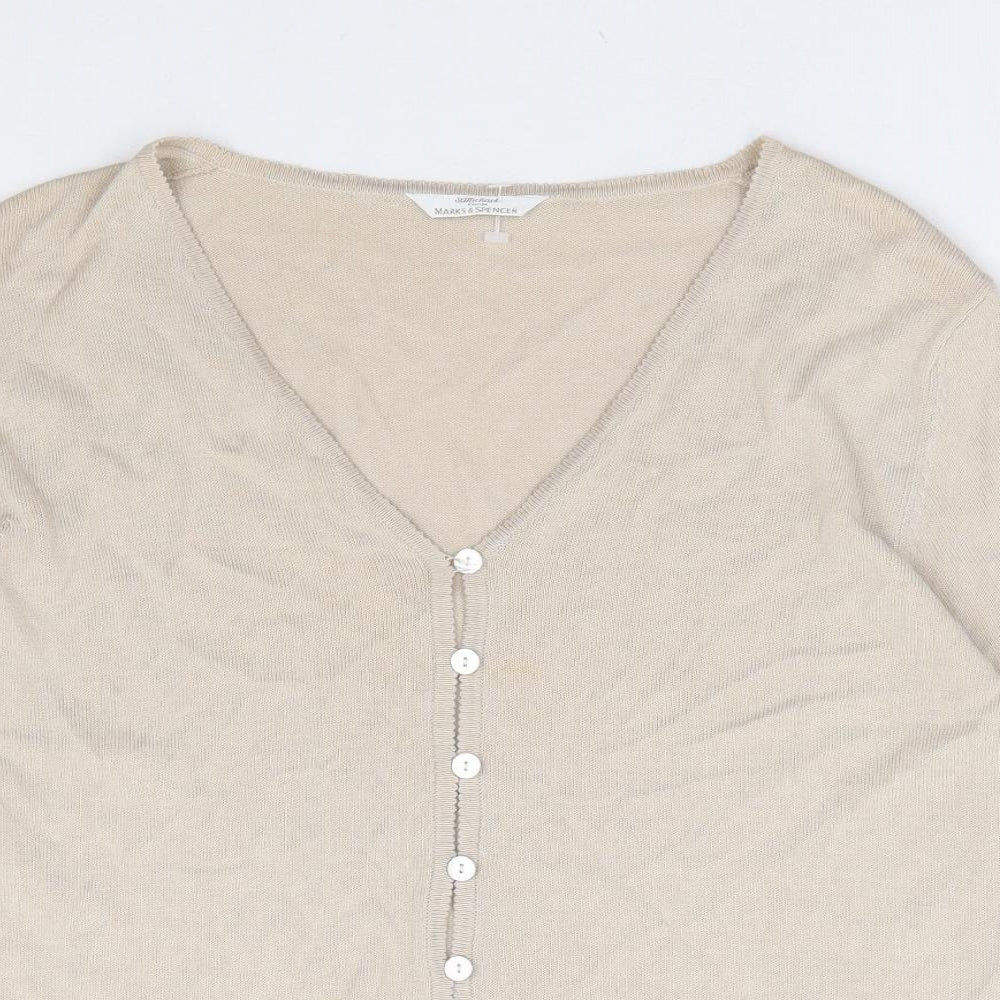 Womens UK Size 14 Marks and Spencer Beige Cardigan Jumper