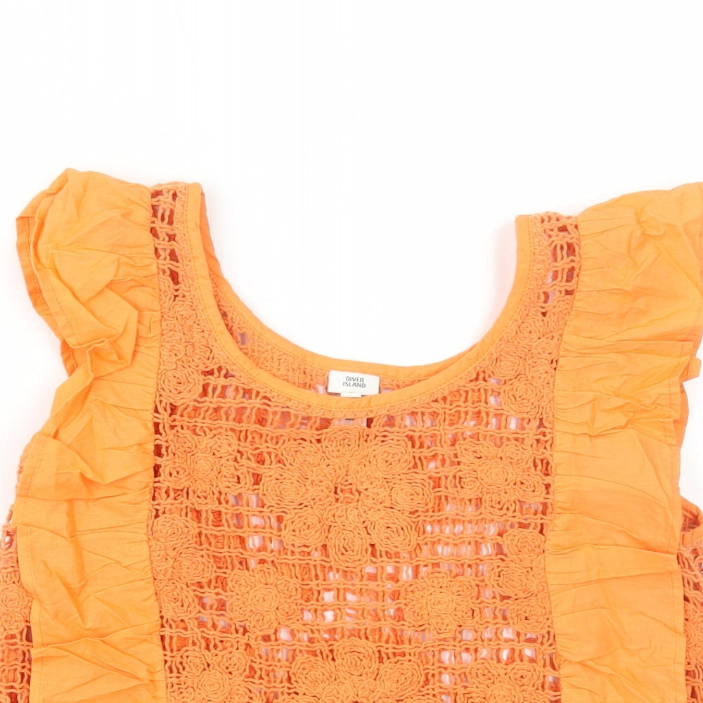 Womens UK Size 8 River Island Orange Basic Tank