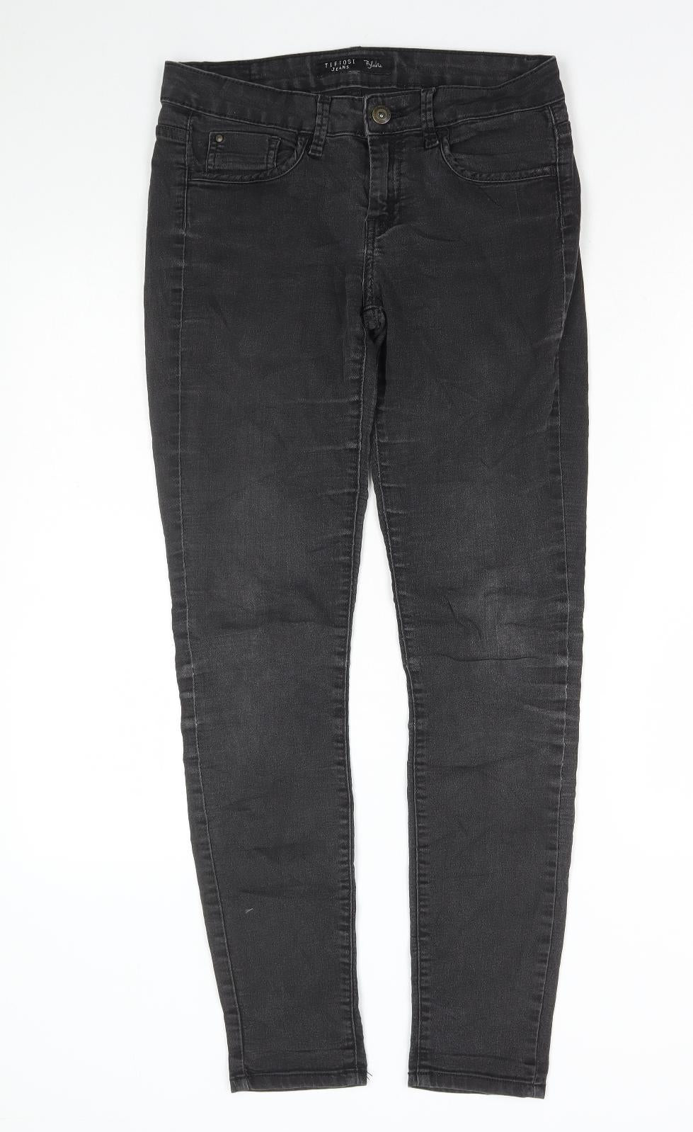 Tiffosi Womens Grey Cotton Skinny Jeans Size 30 in L30 in Regular Button