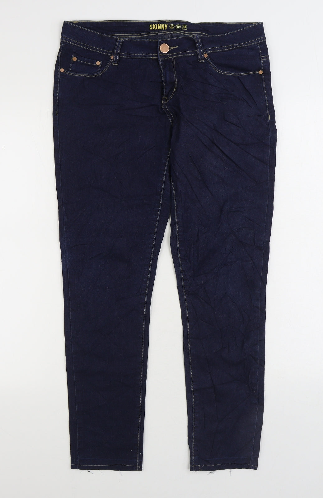 Denim & Co. Womens Blue Cotton Skinny Jeans Size 12 L27 in Regular Zip