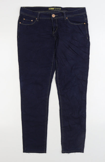 Denim & Co. Womens Blue Cotton Skinny Jeans Size 12 L27 in Regular Zip