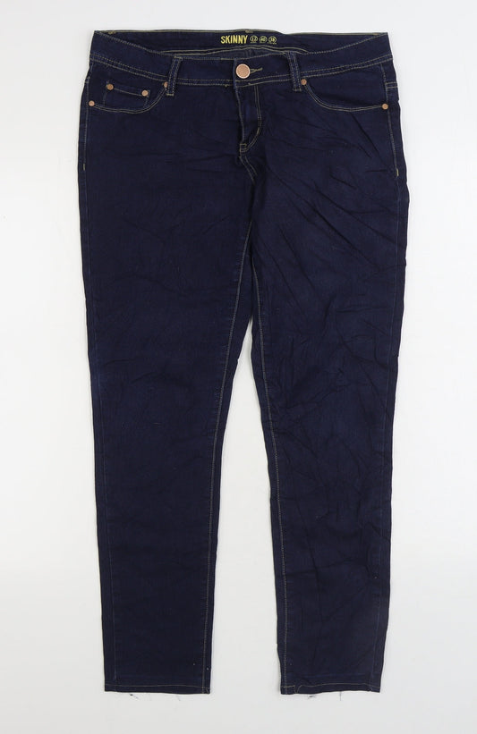 Denim & Co. Womens Blue Cotton Skinny Jeans Size 12 L27 in Regular Zip