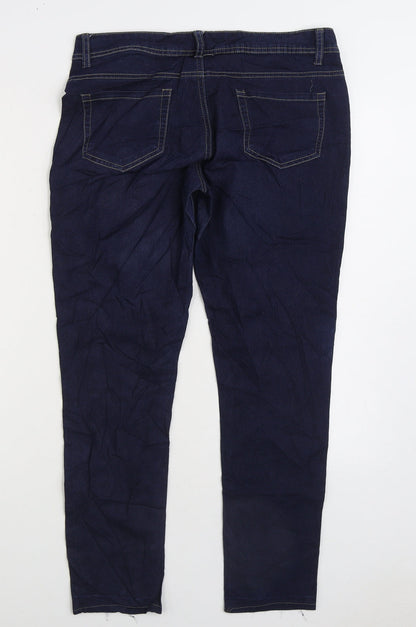 Denim & Co. Womens Blue Cotton Skinny Jeans Size 12 L27 in Regular Zip
