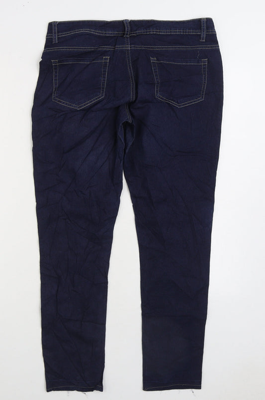 Denim & Co. Womens Blue Cotton Skinny Jeans Size 12 L27 in Regular Zip