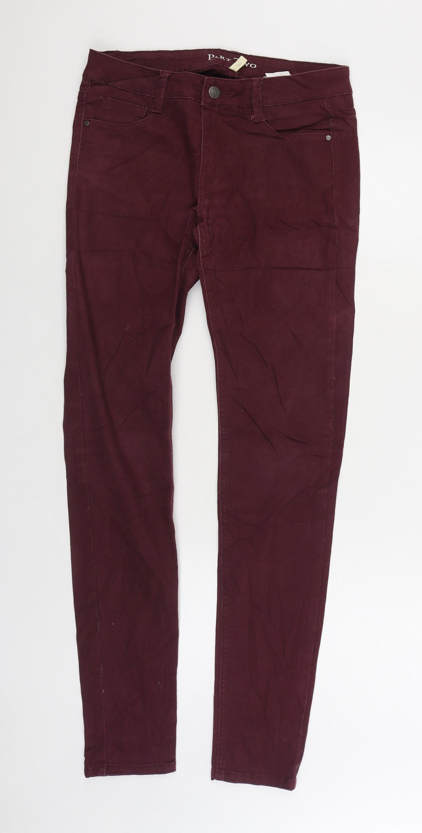 Part Two Womens Red Cotton Skinny Jeans Size 8 L32 in Regular Zip