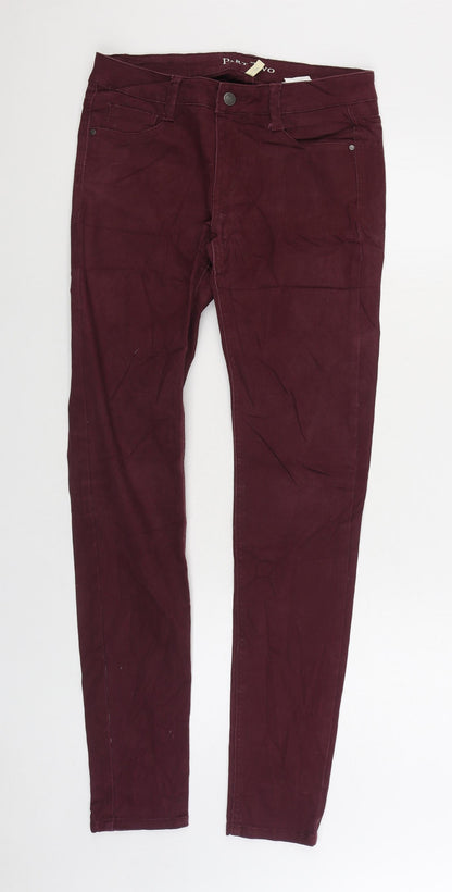 Part Two Womens Red Cotton Skinny Jeans Size 8 L32 in Regular Zip