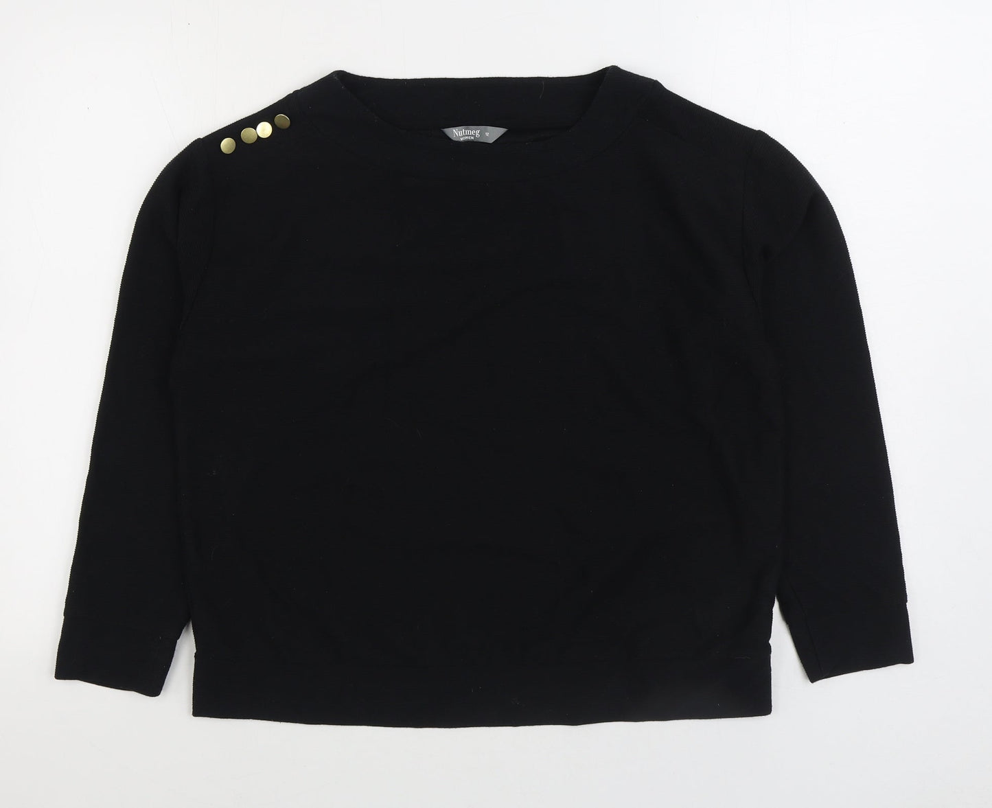 Nutmeg Womens Black Polyester Pullover Sweatshirt Size 12 Pullover