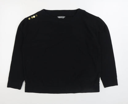 Nutmeg Womens Black Polyester Pullover Sweatshirt Size 12 Pullover