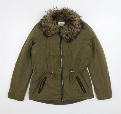 Womens UK Size 8 Papaya Green Parka Coat