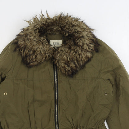 Womens UK Size 8 Papaya Green Parka Coat