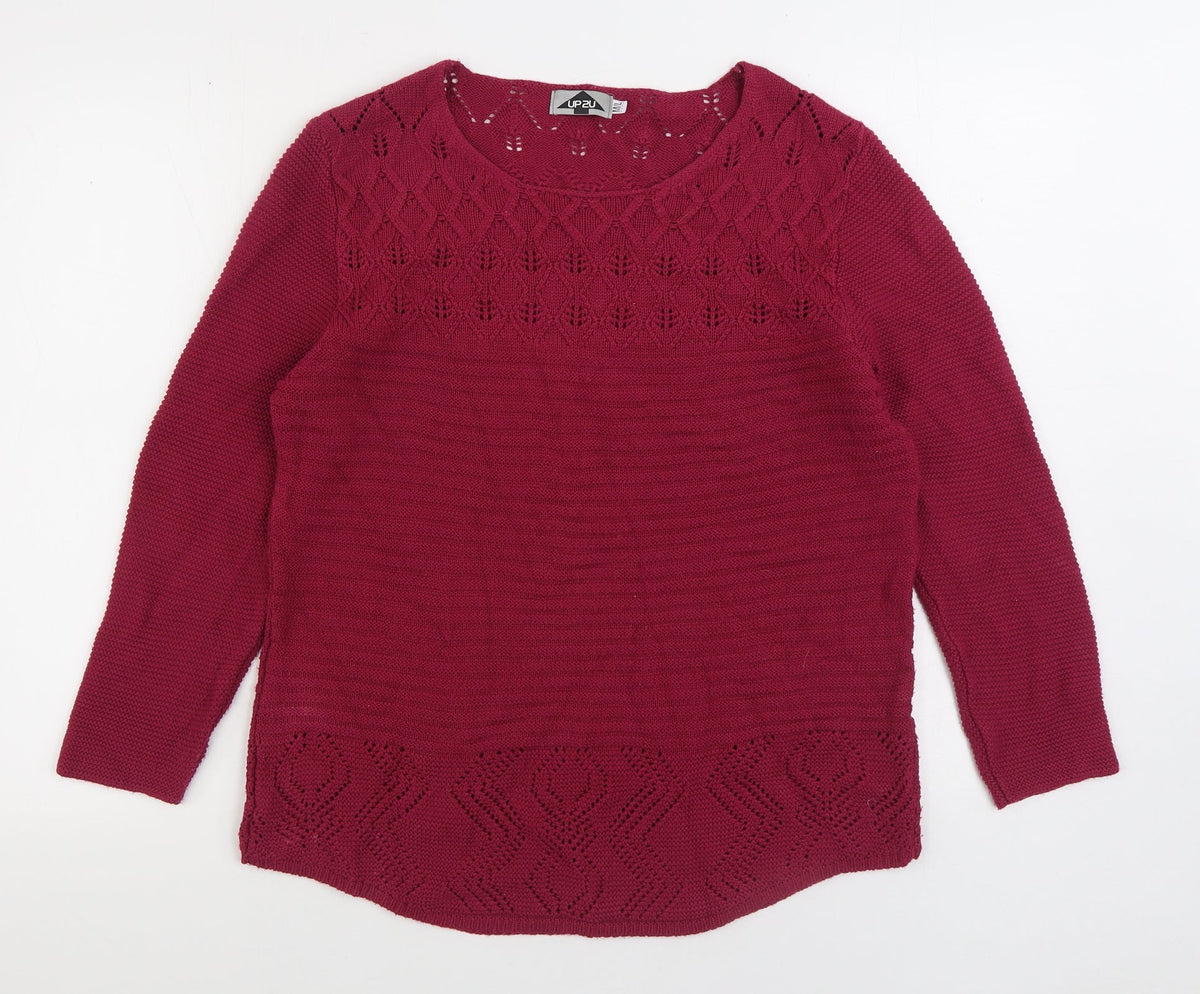 UP2U Womens Pink Round Neck Acrylic Pullover Jumper Size M