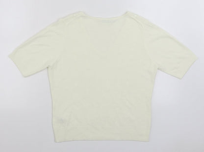 Marks and Spencer Womens Ivory V-Neck Acrylic Pullover Jumper Size 16