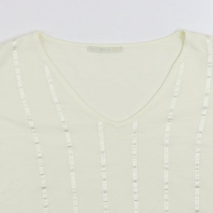 Marks and Spencer Womens Ivory V-Neck Acrylic Pullover Jumper Size 16