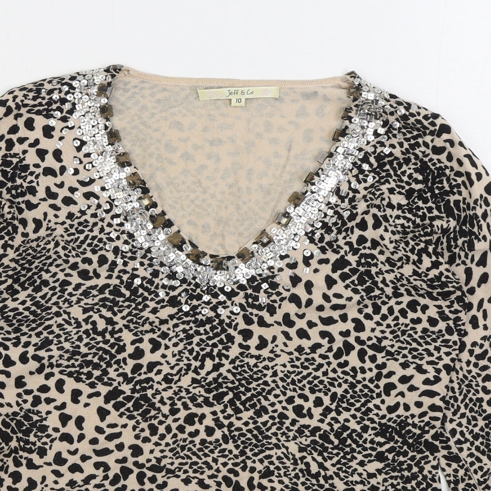 Womens UK Size 10 JEFF&CO Brown Pullover Jumper