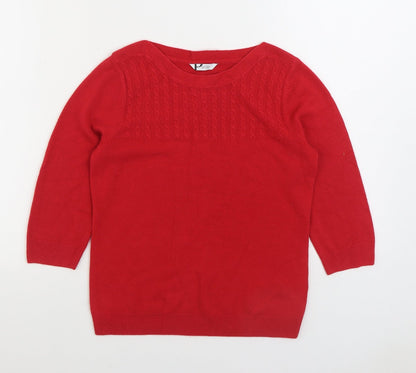 BHS Womens Red Boat Neck Acrylic Pullover Jumper Size 10