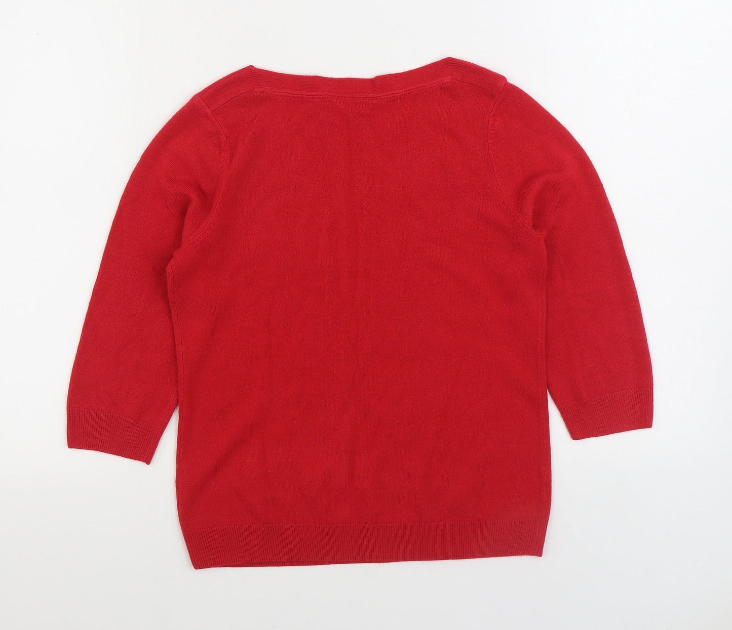 BHS Womens Red Boat Neck Acrylic Pullover Jumper Size 10