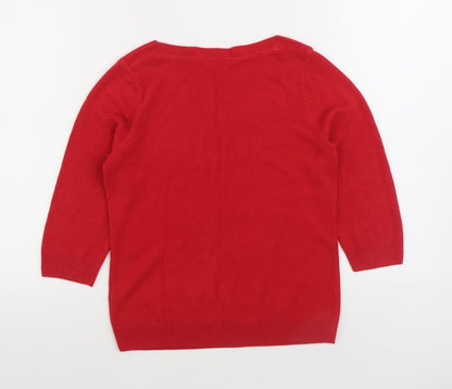 BHS Womens Red Boat Neck Acrylic Pullover Jumper Size 10