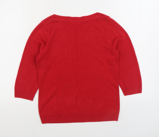 BHS Womens Red Boat Neck Acrylic Pullover Jumper Size 10