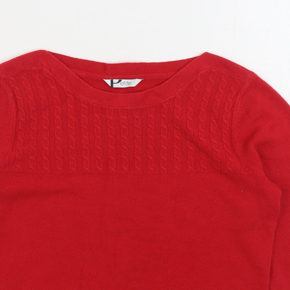 BHS Womens Red Boat Neck Acrylic Pullover Jumper Size 10