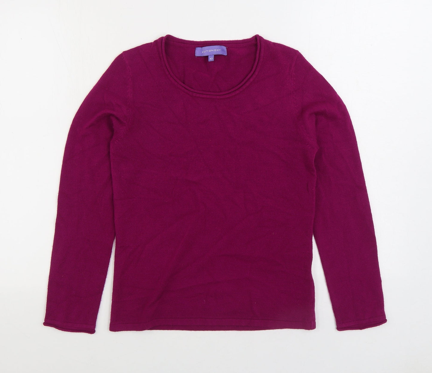 Autonomy Womens Pink Round Neck Acrylic Pullover Jumper Size 10