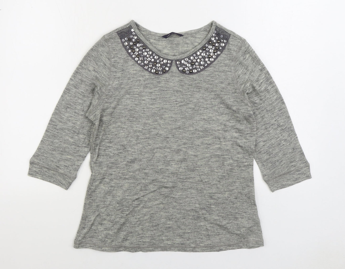 Womens UK Size 10 Marks and Spencer Grey Basic T-Shirt