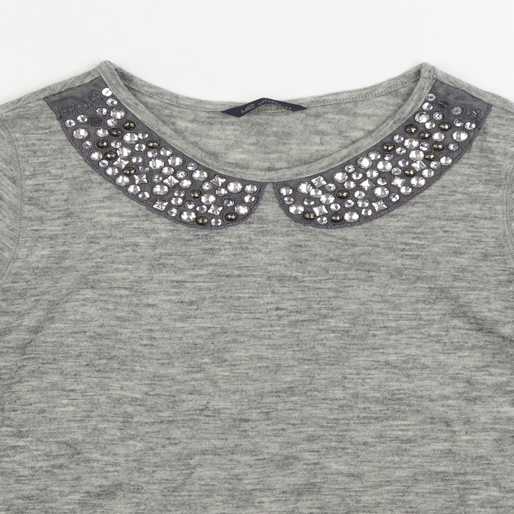 Womens UK Size 10 Marks and Spencer Grey Basic T-Shirt