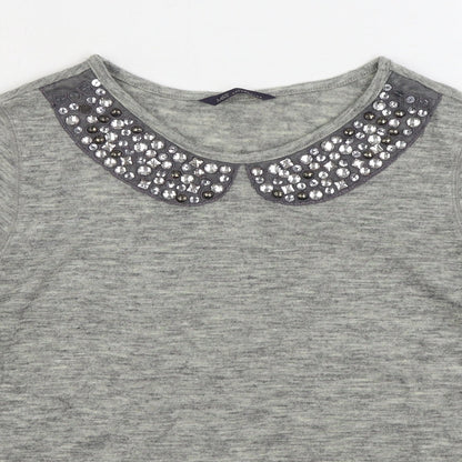 Womens UK Size 10 Marks and Spencer Grey Basic T-Shirt