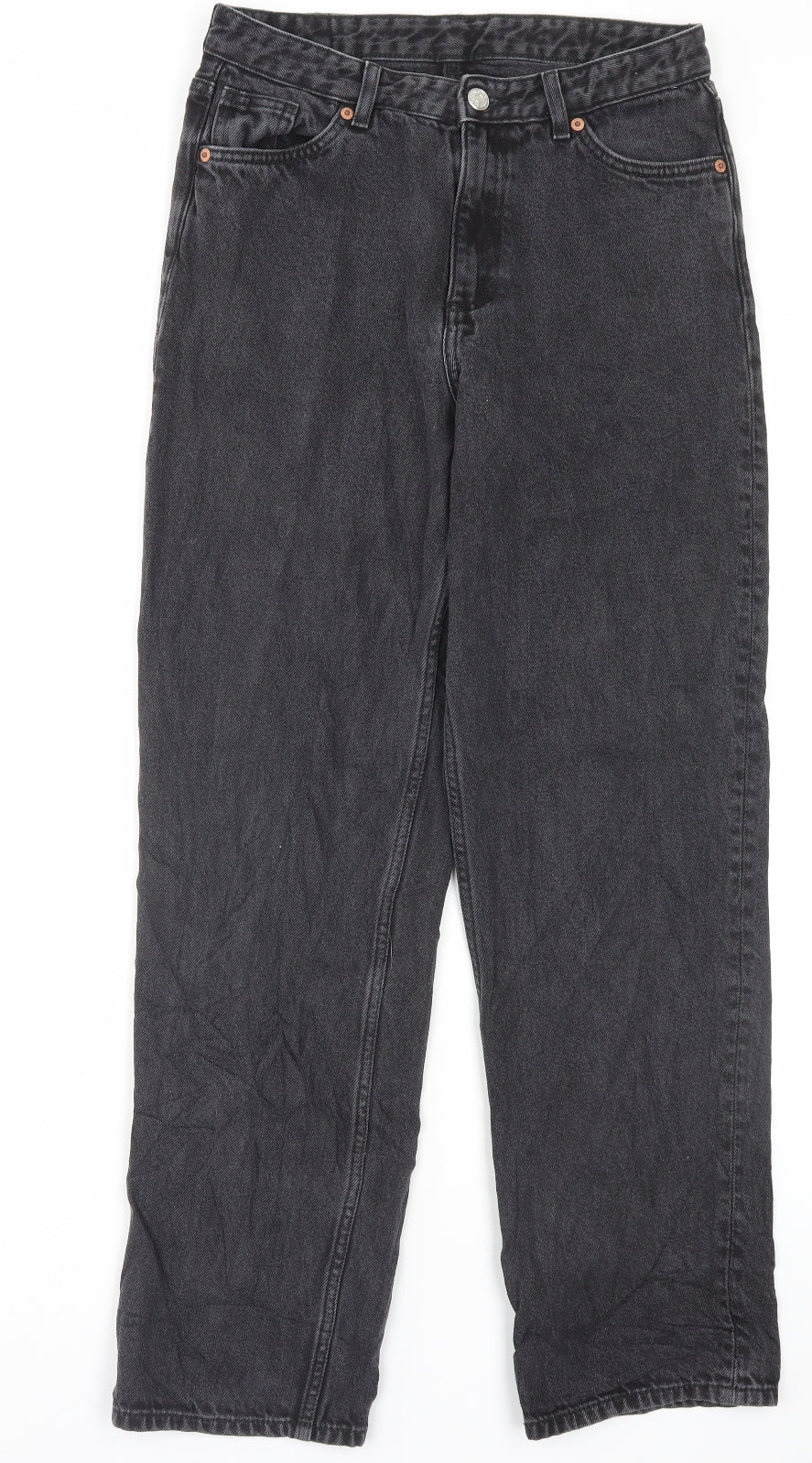 Monkl Womens Black Cotton Straight Jeans Size 28 in L30 in Regular Button