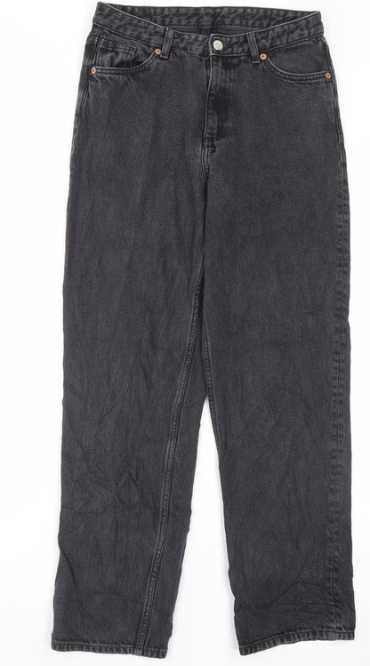 Monkl Womens Black Cotton Straight Jeans Size 28 in L30 in Regular Button