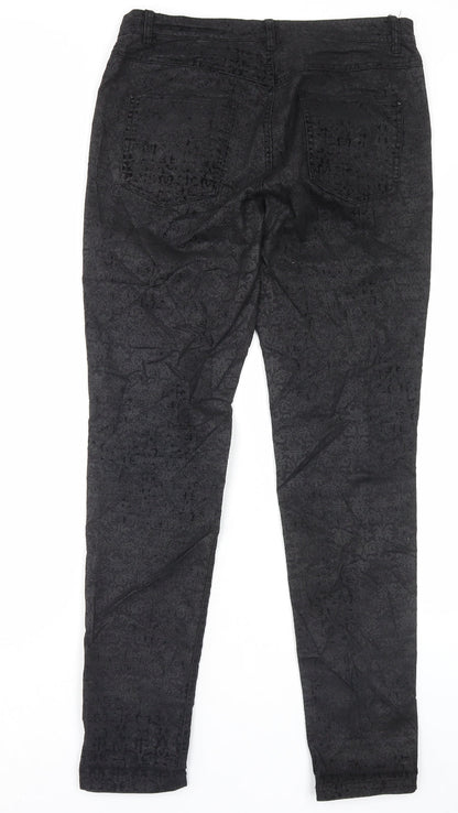 Vacknox Womens Black Paisley Cotton Straight Jeans Size 30 in L30 in Slim Button