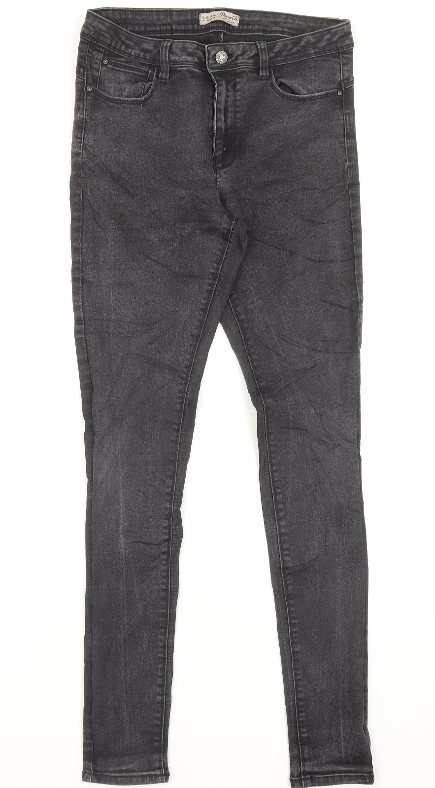 Denim & Co. Womens Black Cotton Skinny Jeans Size 12 L31 in Regular Button