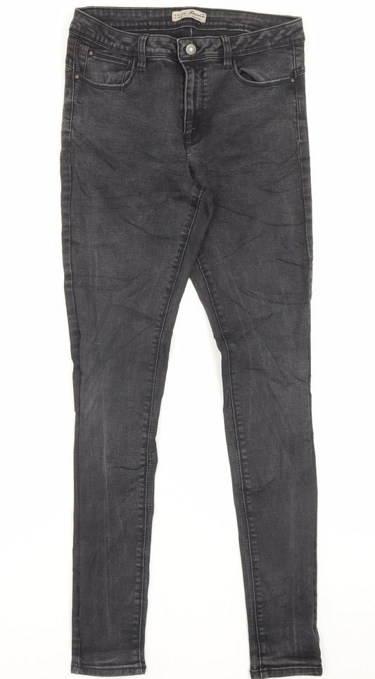 Denim & Co. Womens Black Cotton Skinny Jeans Size 12 L31 in Regular Button