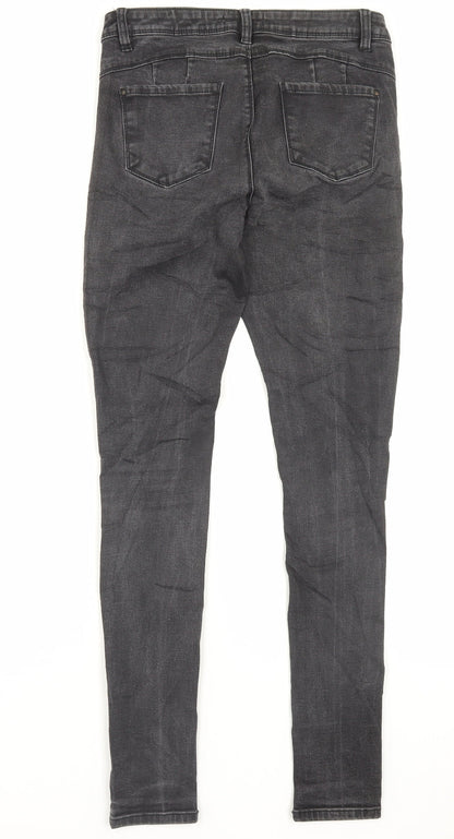 Denim & Co. Womens Black Cotton Skinny Jeans Size 12 L31 in Regular Button