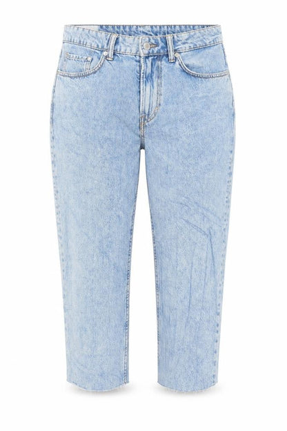 H&M Womens Blue Cotton Cropped Jeans Size 30 L21 in Regular Button