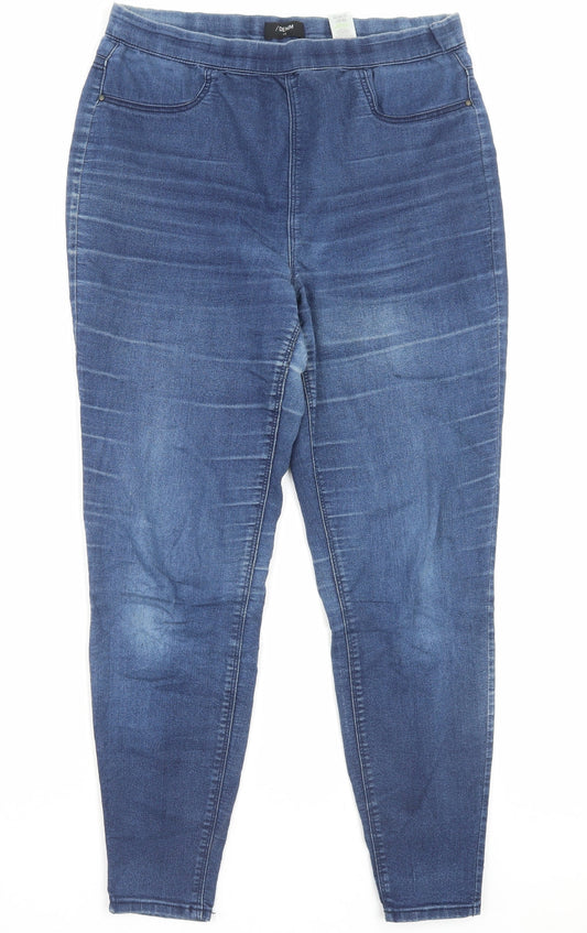 Matalan Womens Blue Cotton Jegging Trousers Size 12 L28 in Regular