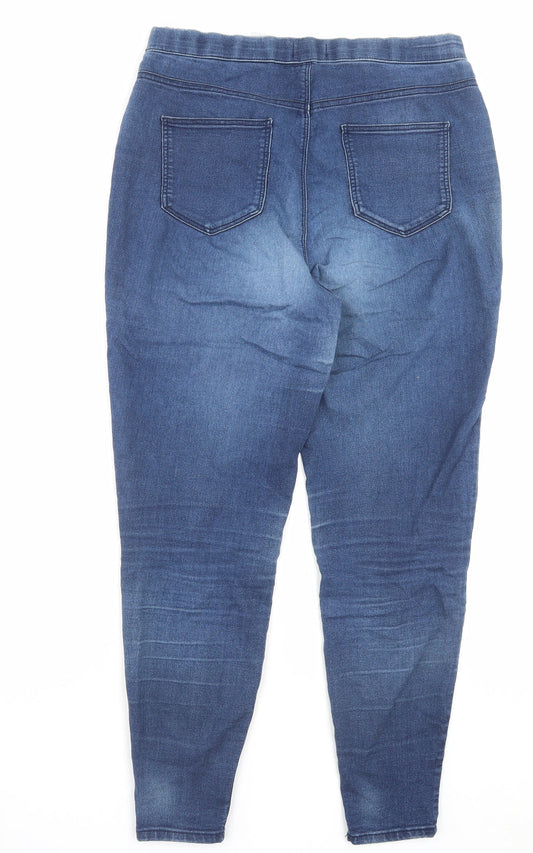 Matalan Womens Blue Cotton Jegging Trousers Size 12 L28 in Regular