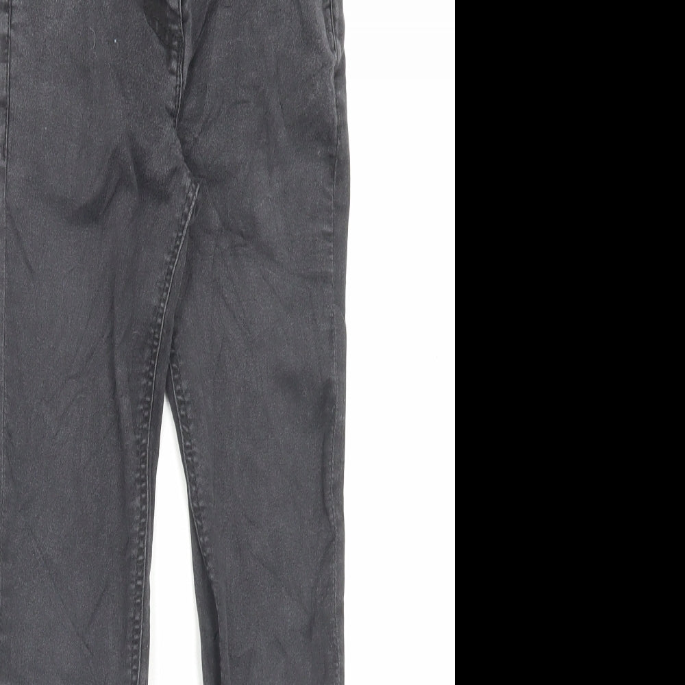 Marks and Spencer Girls Grey Cotton Skinny Jeans Size 11-12 Years Regular Button