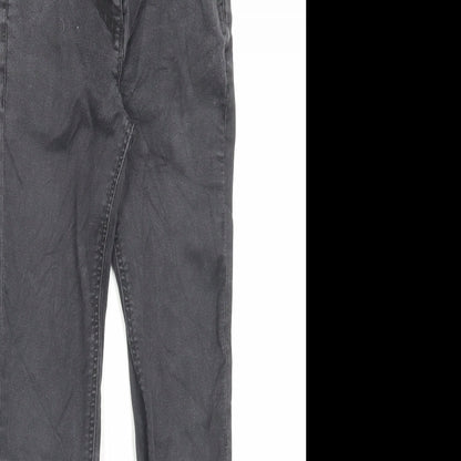 Marks and Spencer Girls Grey Cotton Skinny Jeans Size 11-12 Years Regular Button
