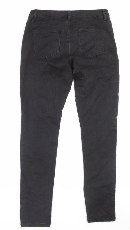 Denim & Co. Womens Black Cotton Skinny Jeans Size 12 L29 in Regular Button