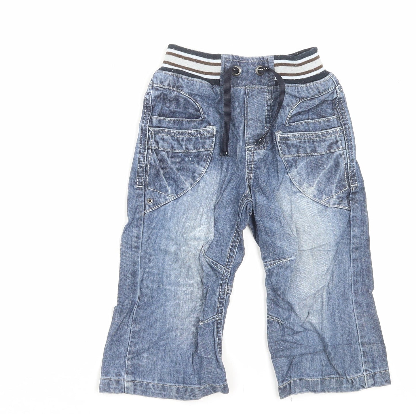 TU Boys Blue Cotton Capri Jeans Size 12-18 Months Drawstring