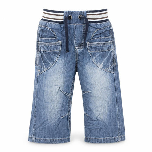 TU Boys Blue Cotton Capri Jeans Size 12-18 Months Drawstring