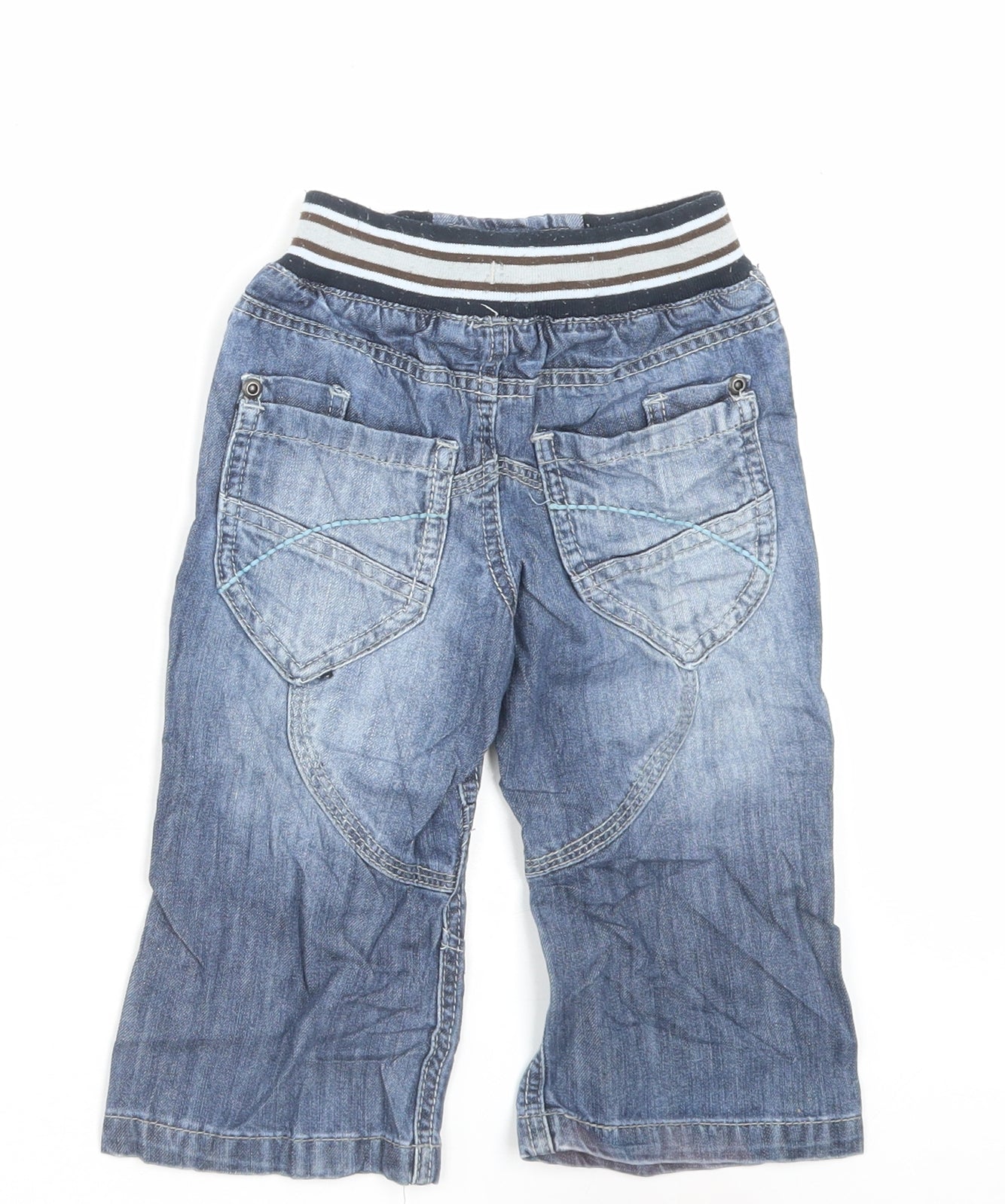 TU Boys Blue Cotton Capri Jeans Size 12-18 Months Drawstring