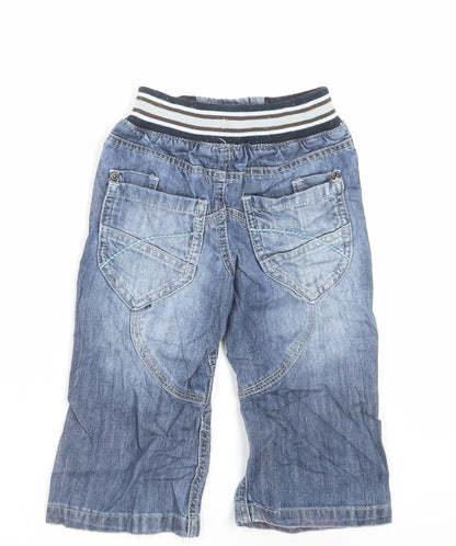 TU Boys Blue Cotton Capri Jeans Size 12-18 Months Drawstring