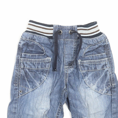 TU Boys Blue Cotton Capri Jeans Size 12-18 Months Drawstring