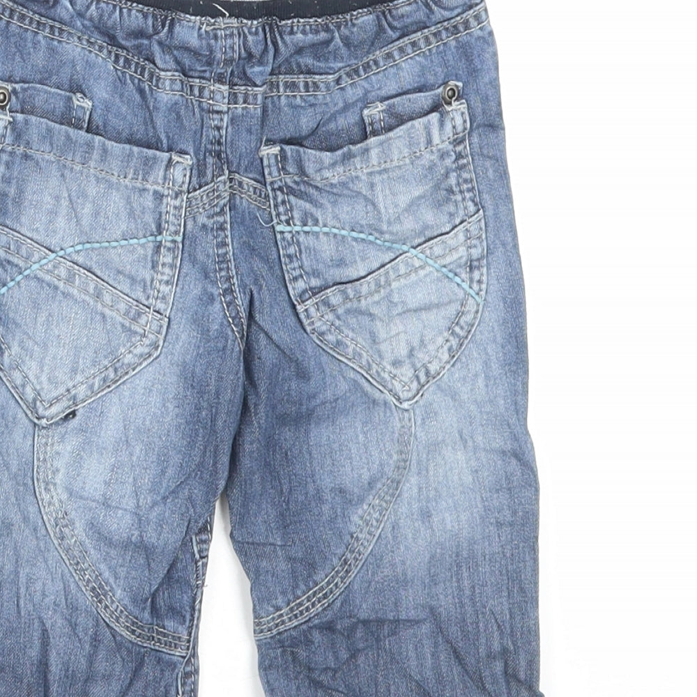 TU Boys Blue Cotton Capri Jeans Size 12-18 Months Drawstring