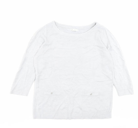 BHS Womens Grey Boat Neck Acrylic Pullover Jumper Size 16