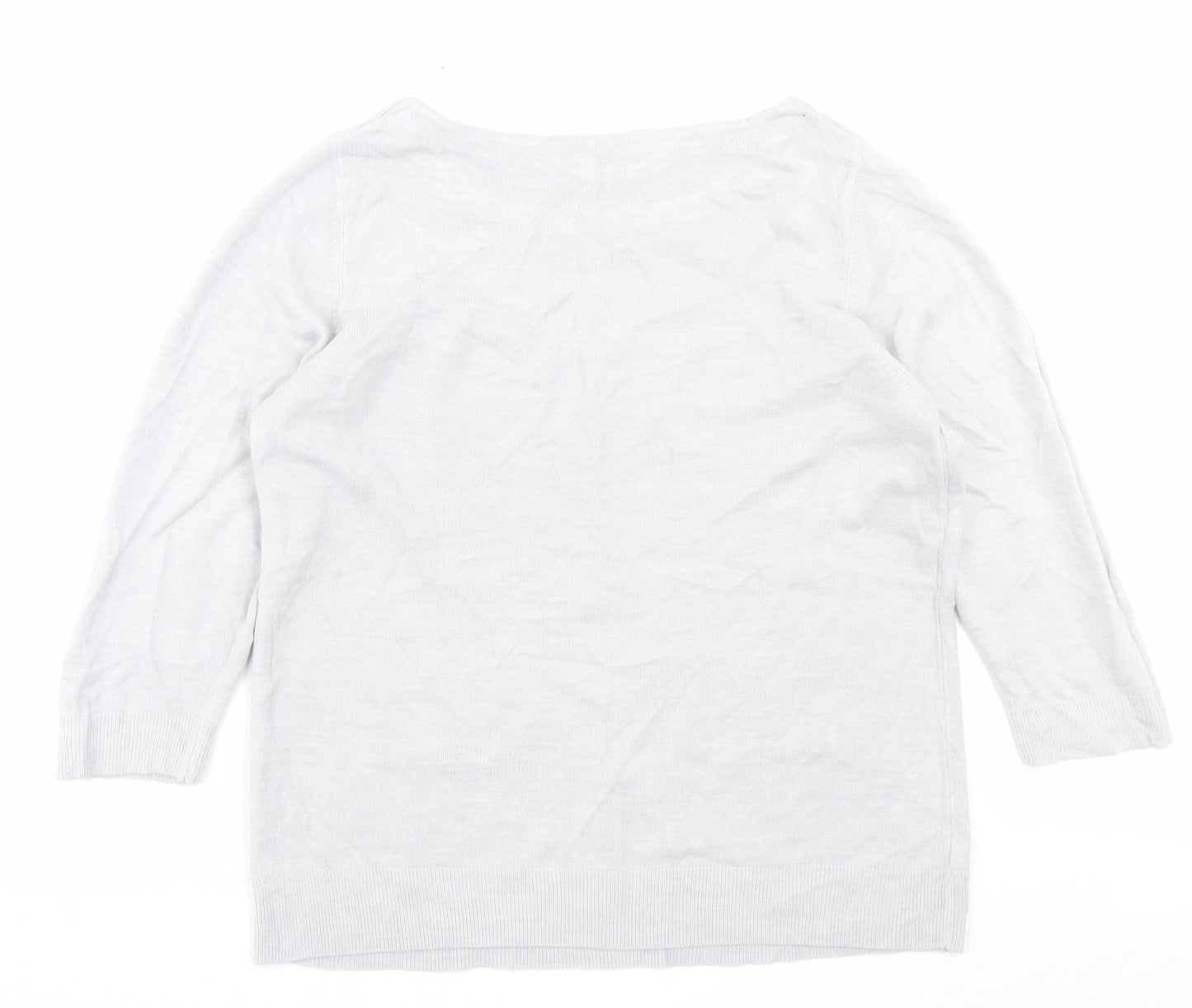 BHS Womens Grey Boat Neck Acrylic Pullover Jumper Size 16