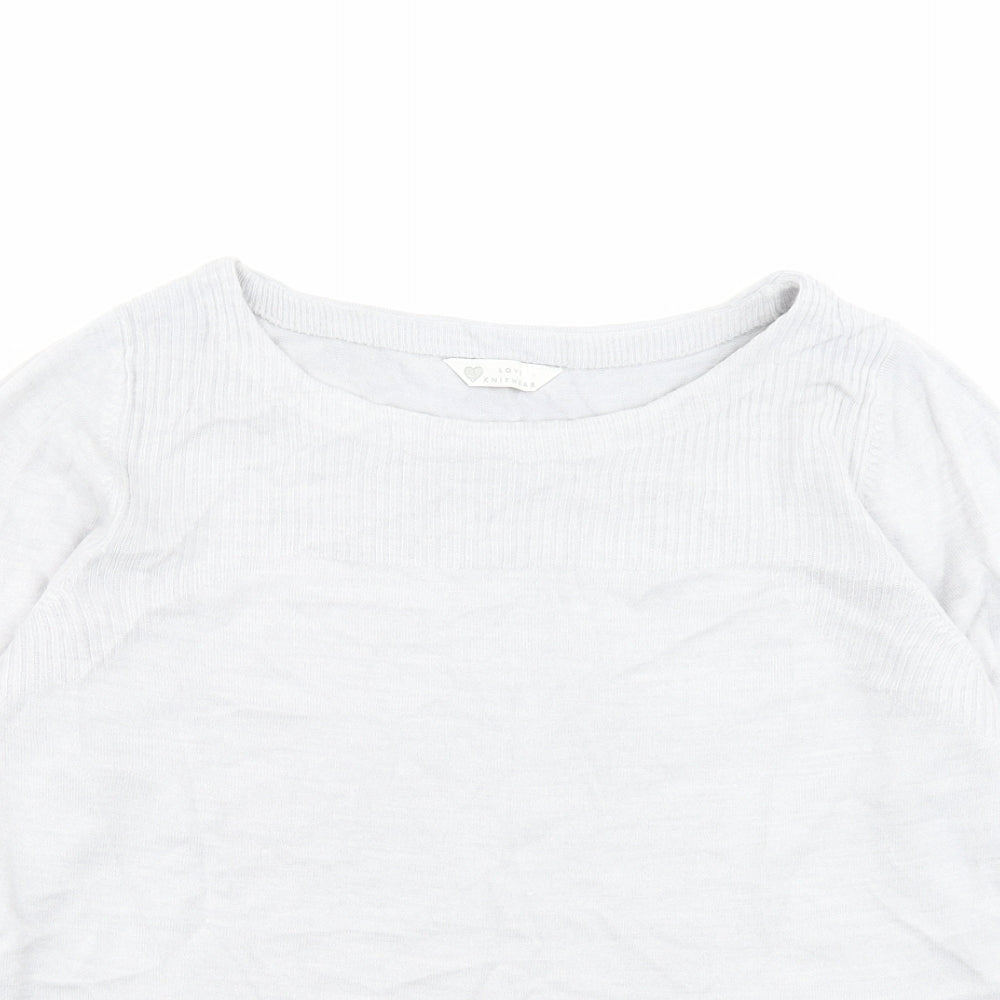 BHS Womens Grey Boat Neck Acrylic Pullover Jumper Size 16