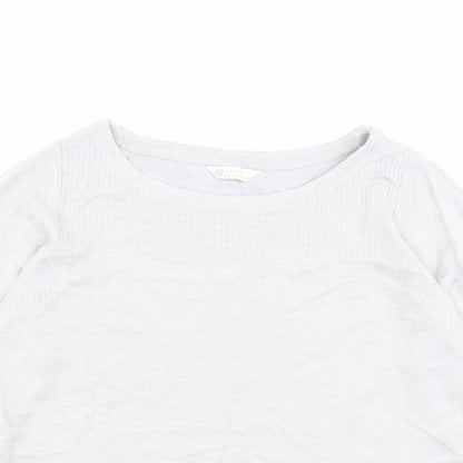BHS Womens Grey Boat Neck Acrylic Pullover Jumper Size 16
